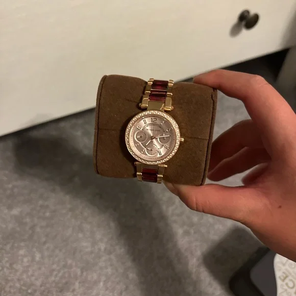 Michael Kors Brown Leather Strap Watch with Rose Gold Dial men-s-michael-kors-slim-runway  main image 2